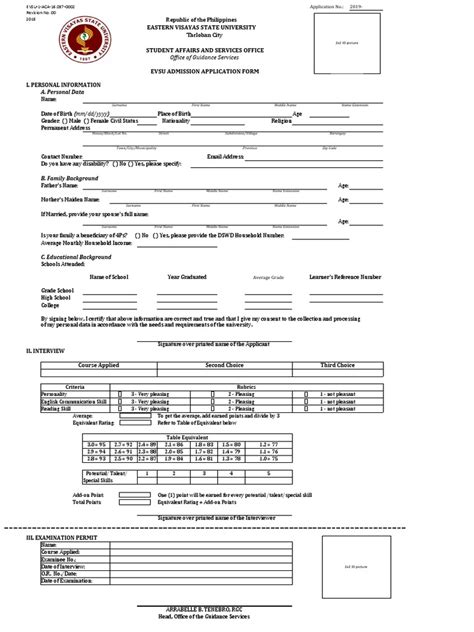 evsu admission|Admission Form .